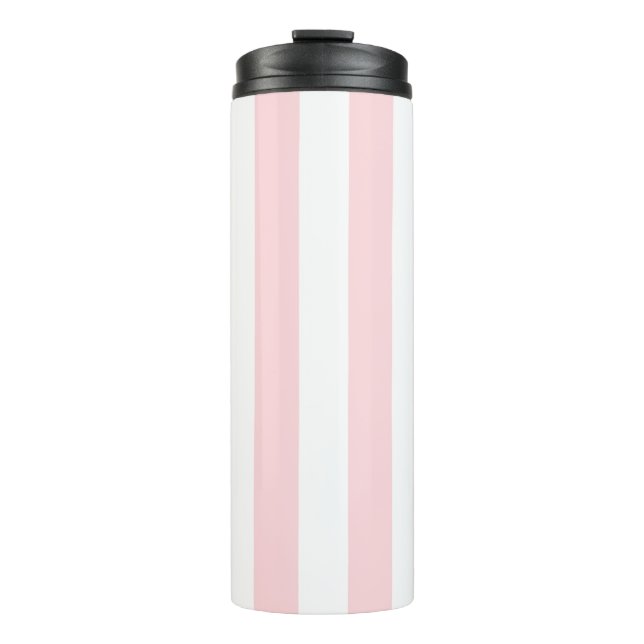 Thermal Tumbler Baby Pink & White Stripe (Front)