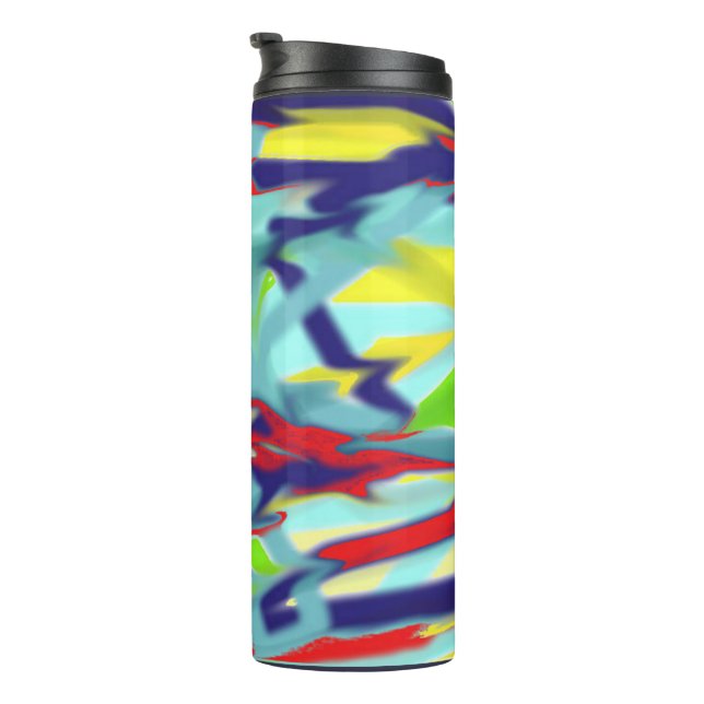 Thermal Tumbler - Blue Chaos into Form Design (Rotated Right)
