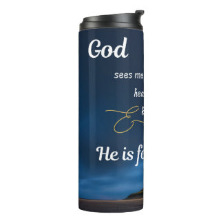 Thermal Tumbler - Blue - God Sees Me