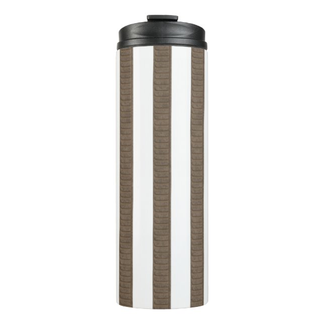 Thermal Tumbler Brown & White Stripe (Front)