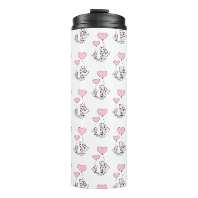 Thermal Tumbler Cat Kitten Pink Hearts (Front)