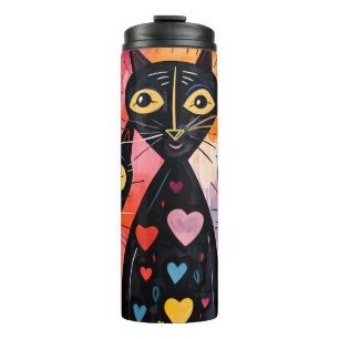 Thermal Tumbler Cat Kitten Red Hearts