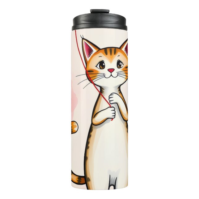 Thermal Tumbler Cat Kitten Red Hearts (Front)