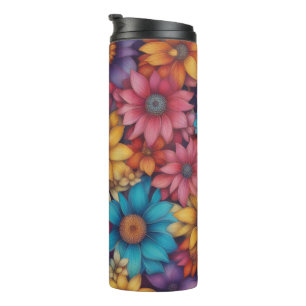 Thermal Tumbler - Colourful Abstract Daisies #46