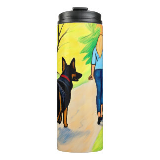 Thermal Tumbler crayon art dog woman
