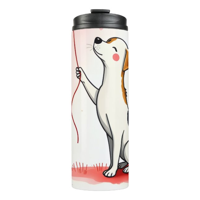 Thermal Tumbler Dog Puppy Red Hearts (Front)