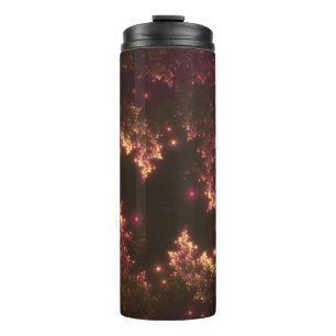 Thermal Tumbler Fractal Leaves Red Glow
