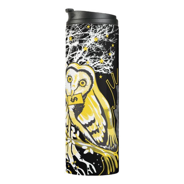 Thermal Tumbler – Urban Tree Owl & Wealth Surreal  (Rotated Right)