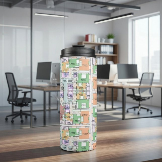 Thermal Tumbler with Architectural Blueprint (Creator Uploaded)