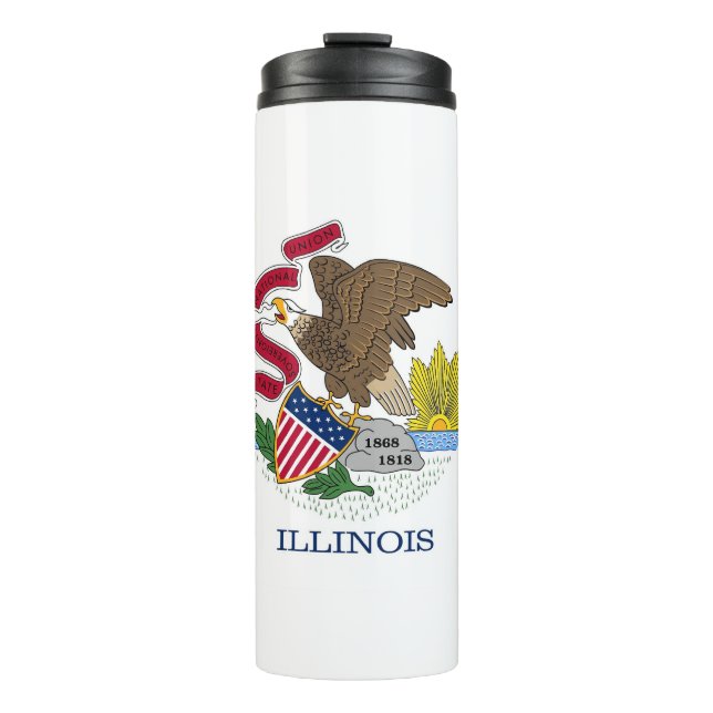 Thermal Tumbler with flag of Illinois, USA (Front)
