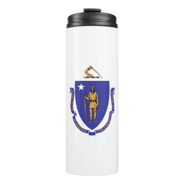 Thermal Tumbler with flag of Massachusetts, USA (Front)