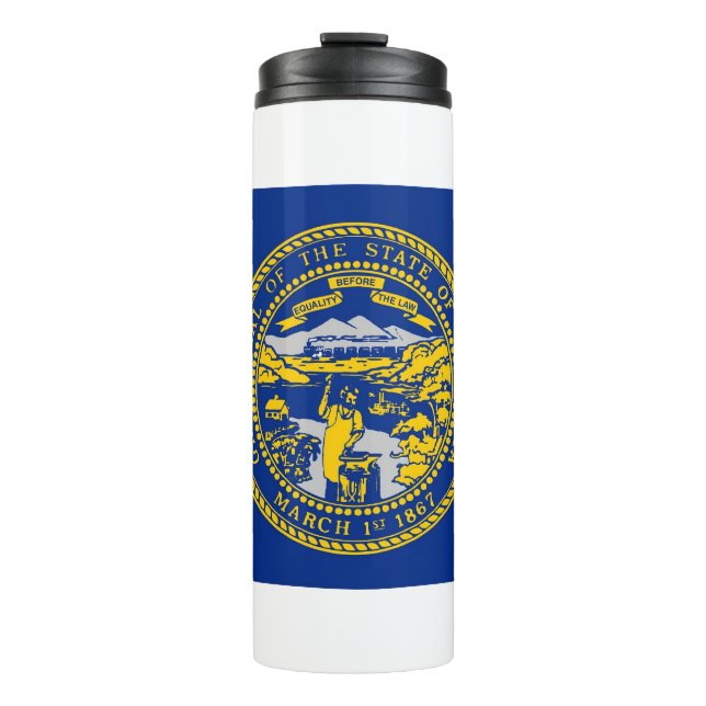 Thermal Tumbler with flag of Nebraska, USA (Front)