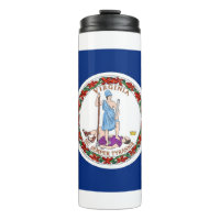 Thermal Tumbler with flag of Virginia State, USA
