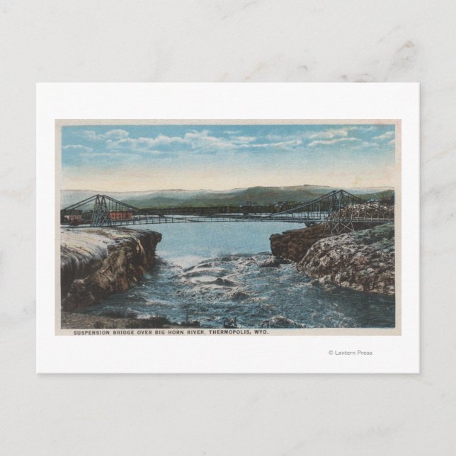 Thermopolis, WY - View of Bridge over Big Horn Postcard (Front)