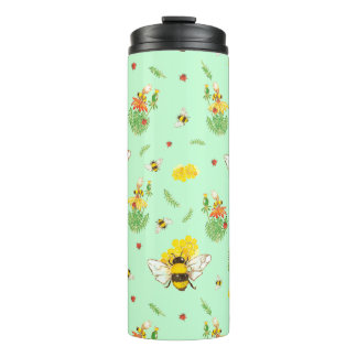 Thermos bottle with bees and beetles