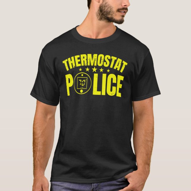 Thermostat Police Dad Fathers Day Blue Line Usa Fl T-Shirt (Front)