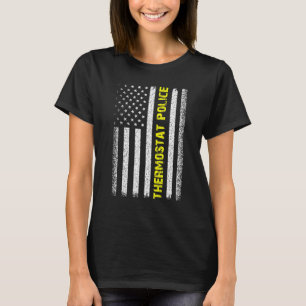 Thermostat Police Us Flag Distressed Dad Joke T-Shirt