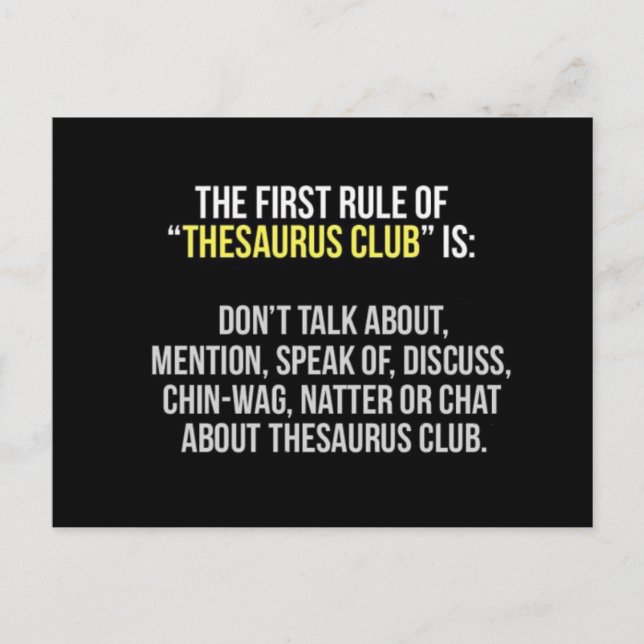 Thesaurus Club Postcard (Front)