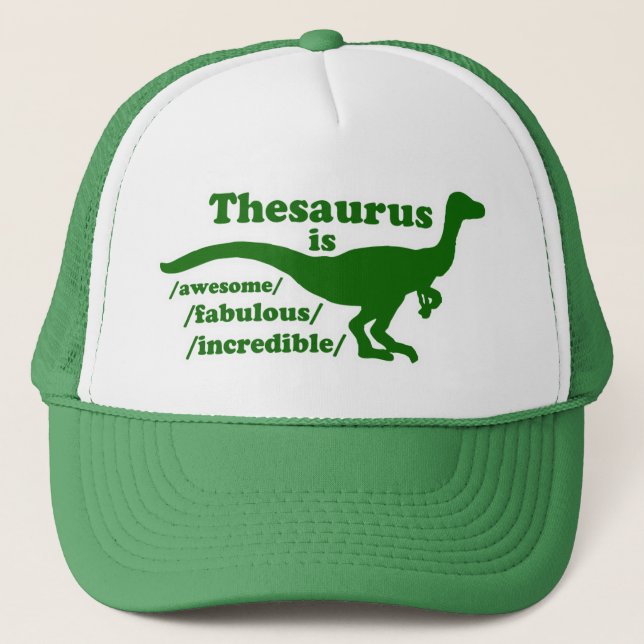 Thesaurus Dinosaur trucker Trucker Hat (Front)