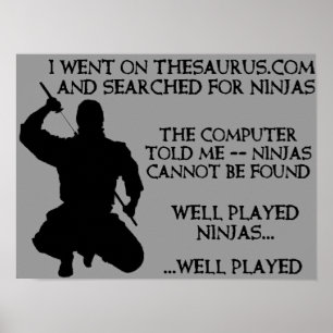 Thesaurus Ninjas Funny Ninja Poster Sign