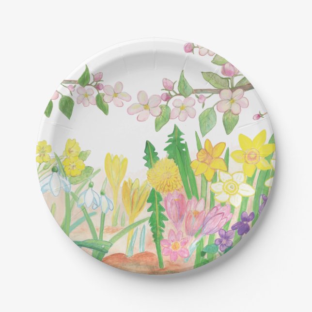 These Are the Spring Flowers that Radiate Joy  Paper Plate (Front)