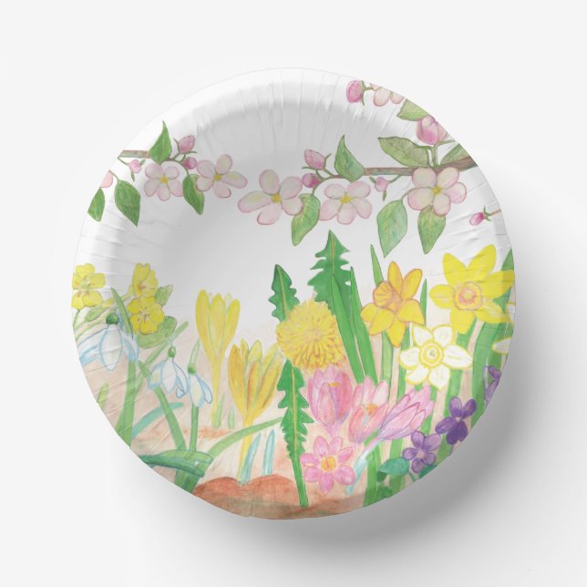 These Are the Spring Flowers that Radiate Joy   Paper Plate (Front)