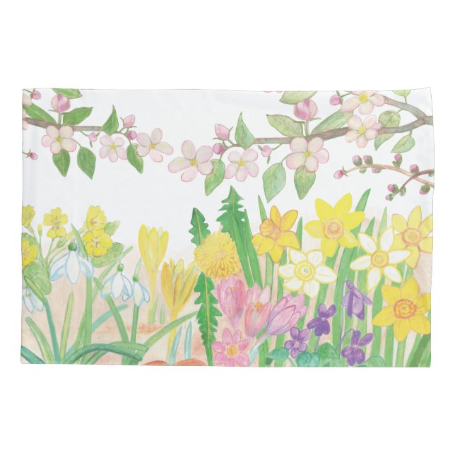These Are the Spring Flowers that Radiate Joy  Pillowcase (Back)