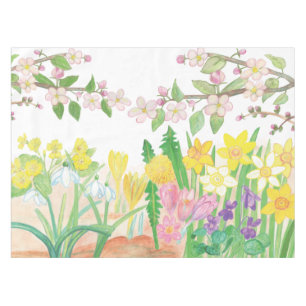 These Are the Spring Flowers that Radiate Joy   Tablecloth