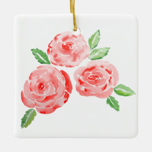 These are watercolor roses ceramic ornament