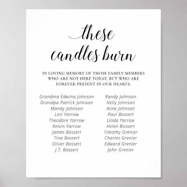 These Candles Burn Family Reunion Memorial Poster (Front)