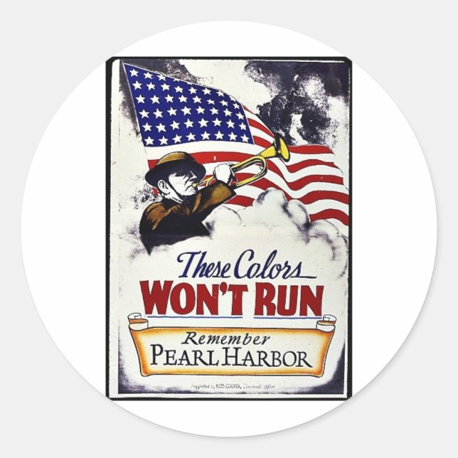 These Colours, Won't Run, Pearl Harbour Classic Round Sticker (Front)