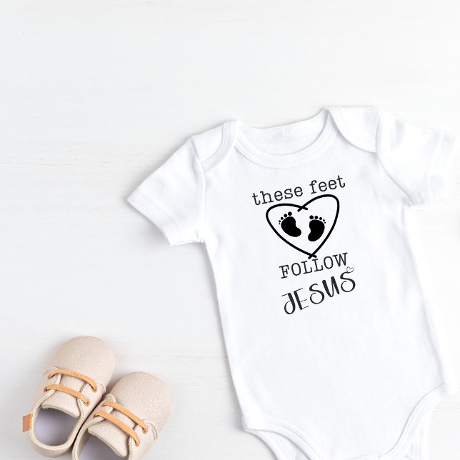These feet follow Jesus Baby Bodysuit (These Feet Follow Jesus Baby Outfit)