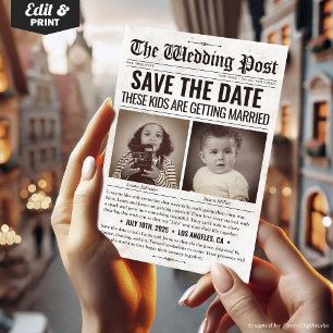 These Kids Are Getting Married Wedding Newspaper Holiday Card