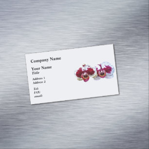 These maroon and white Phalaenopsis orchids with t Magnetic Business Card