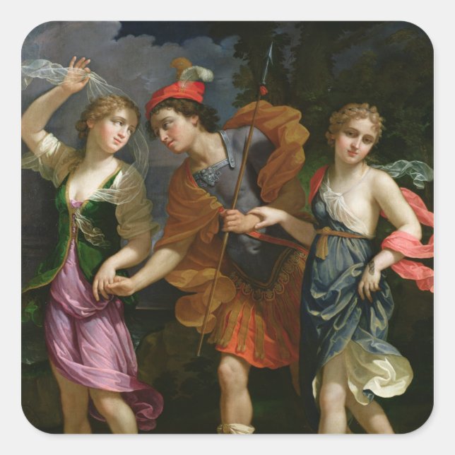 Theseus with Ariadne and Phaedra Square Sticker (Front)