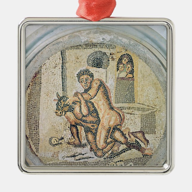Theseus wrestling with the Minotaur Metal Tree Decoration (Front)