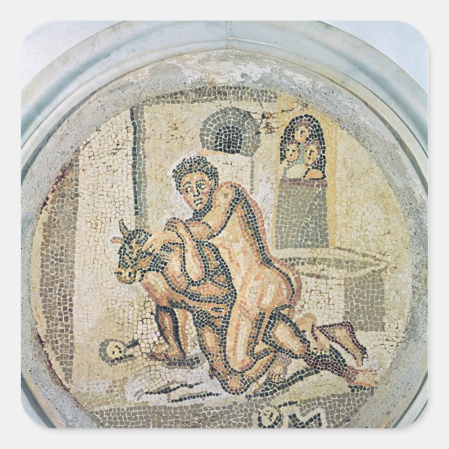 Theseus wrestling with the Minotaur Square Sticker (Front)