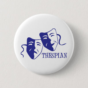 thespian blue 6 cm round badge