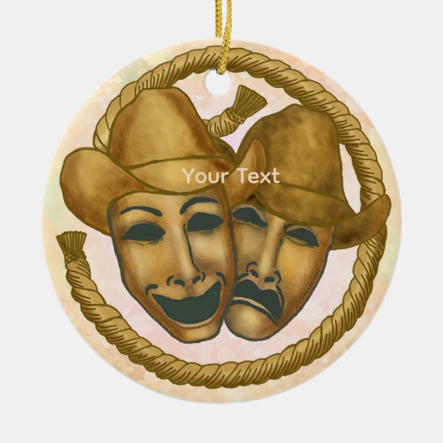 Thespian Cowboy  Ceramic Ornament (Front)