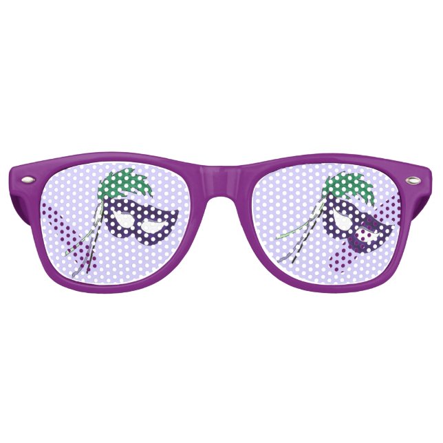 Thespian Drama Theatre Masquerade Mask Mardi Gras Retro Sunglasses (Front)