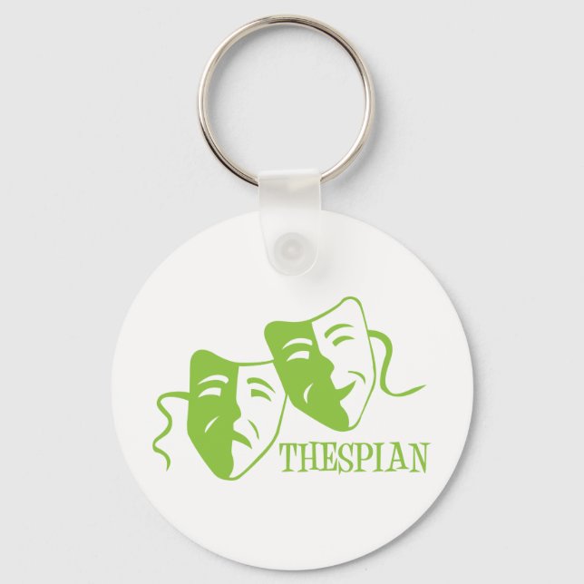 thespian lime green key ring (Front)