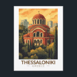 Thessaloniki Greece Agios Pavlos Travel Art Retro Postcard<br><div class="desc">Thessaloniki retro vector travel design. Thessaloniki is a Greek port city on the Thermaic Gulf of the Aegean Sea.</div>