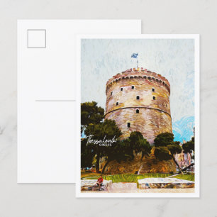 Thessaloniki Greece Oil Paint City Landscape Postcard