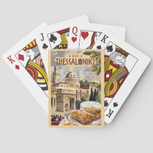 Thessaloniki Greece Painterly Travel Art Vintage Playing Cards