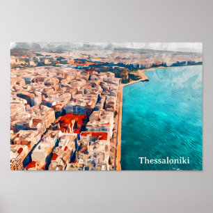 Thessaloniki Greece Panorama View Poster