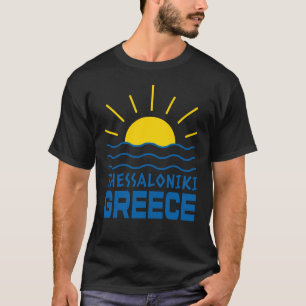 Thessaloniki Greece Sunshine And Sea Men's Black T-Shirt