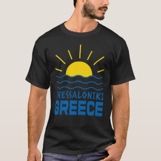 Thessaloniki Greece Sunshine And Sea Men's Black T-Shirt