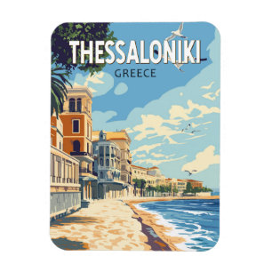 Thessaloniki Greece Travel Art Vintage Magnet