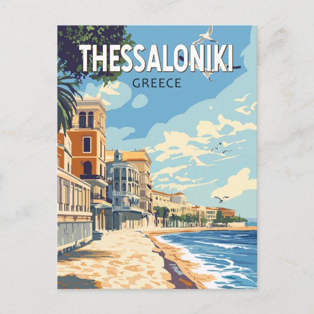 Thessaloniki Greece Travel Art Vintage Postcard (Front)