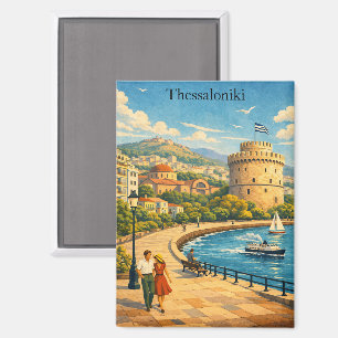 Thessaloniki Greece Vintage Travel Magnet